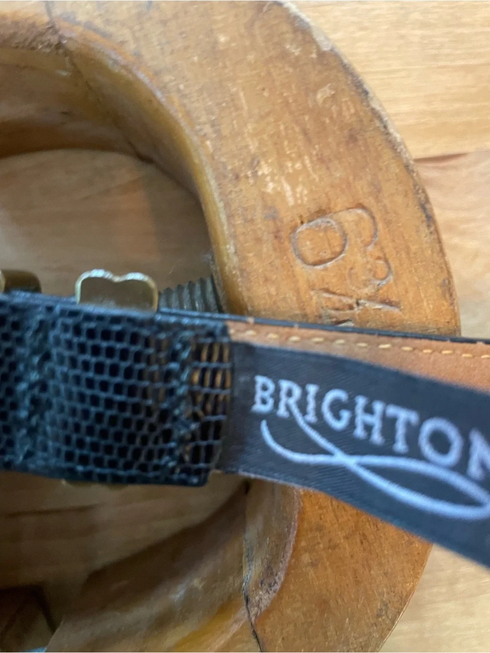 Brighton Black Textured Leather Belt with Gold & Silver Accents